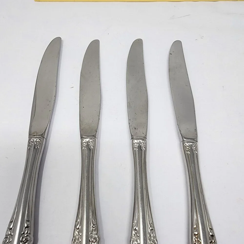 Oneida Brahms Stainless Steel Flatware Knives Set Of 4 Ornate Design